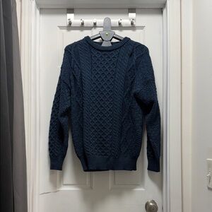 Classic Navy Cable Knit Crewneck Sweater